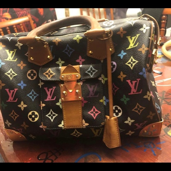 Auth Louis multicolour speedy noir - Picture 2 of 5